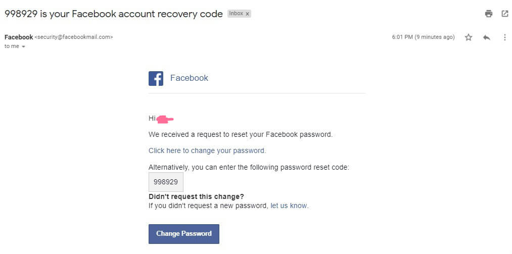 Email để khôi phục tài khoản facebook