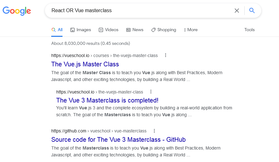 React OR Vue masterclass - Google Search
